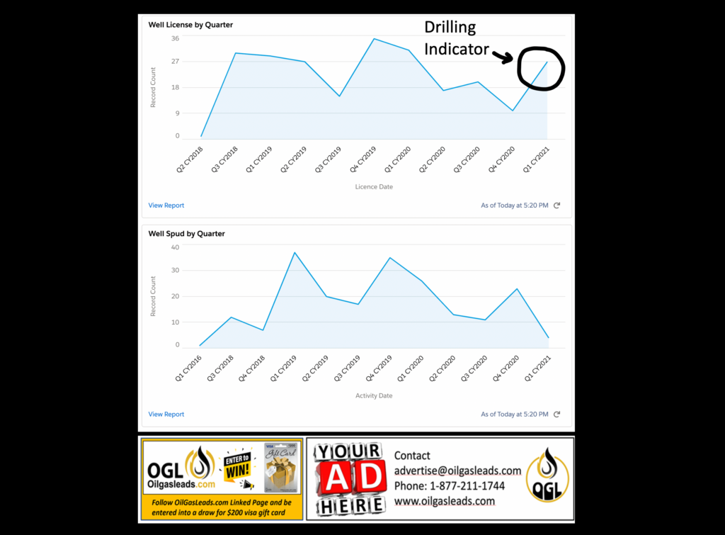 irch Resourcse well permits and wells drilled in Texas since 2017.  We se a spike in well permits this is an indicator of adding more rigs.