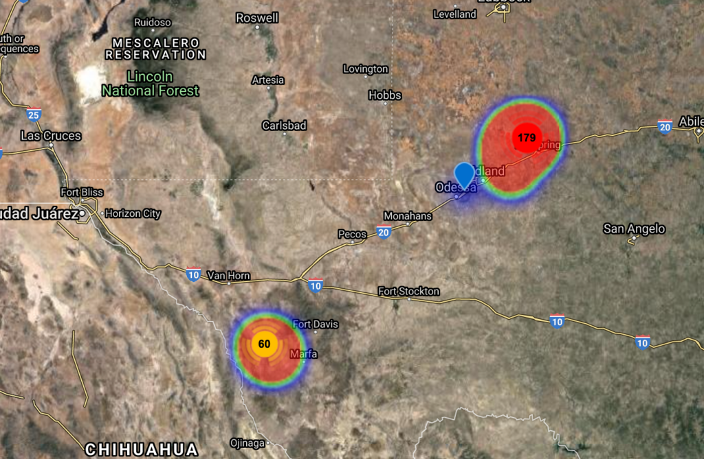 Map of wells drilled by Birch Resources in Texas since 2017 