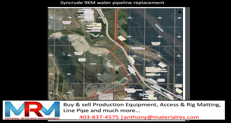 map show a water pipeline replacement for Syncrude