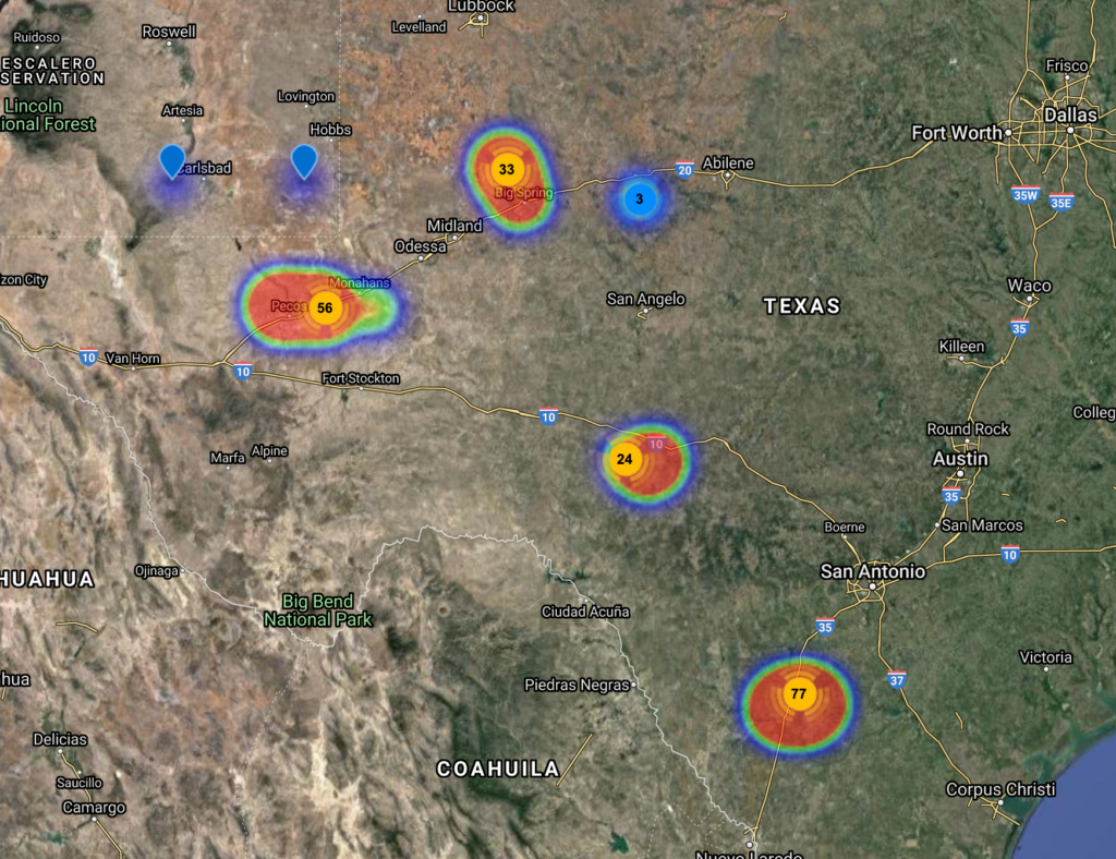 Callon Petroleum wells drilled map