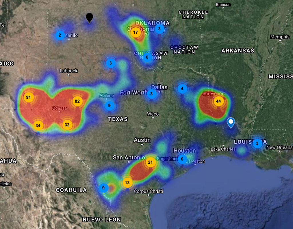 Mid-continent Drilling Rigs Last 30 Days March 26 Map