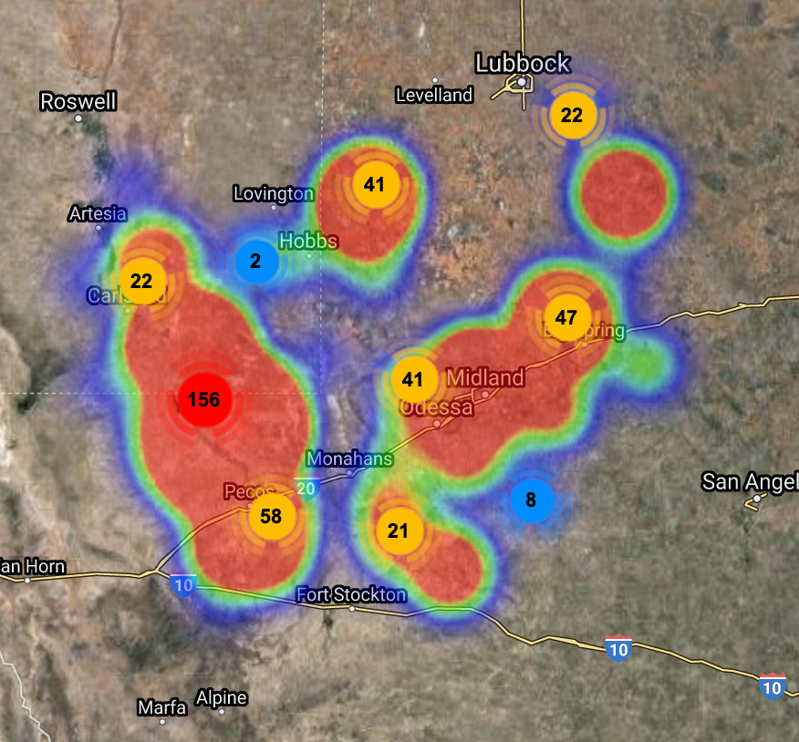 Map of Oxy drilling in the Permian