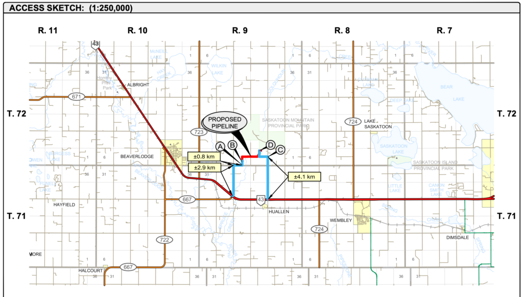 NuVista new 11.43KM pipeline to well near Beaverlodge permit
