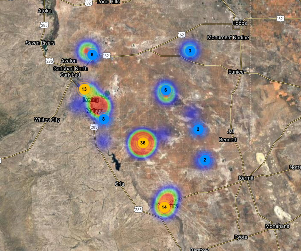 Matador Resources Company Mid-con Wells Drilled Last 2 Years Map