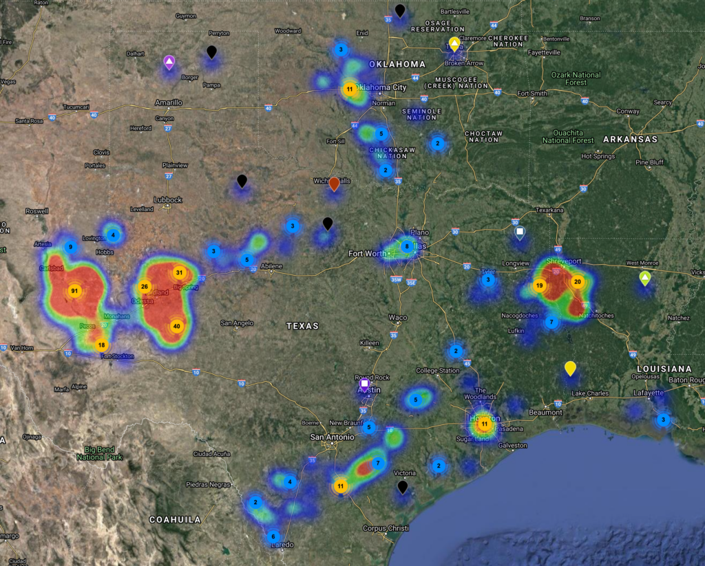 Mid-continent Rigs Last 30 Days Heat Map