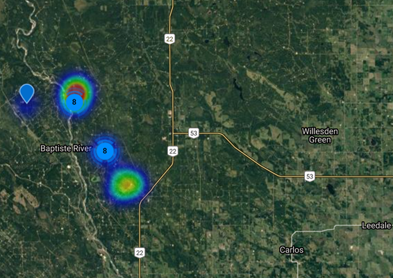 Obsidian Energy Wells Drilled Last 2 Years Map