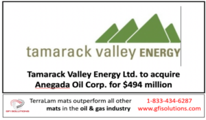 Tamarack Valley Energy Ltd. to acquire Anegada Oil Corp., for $494 million