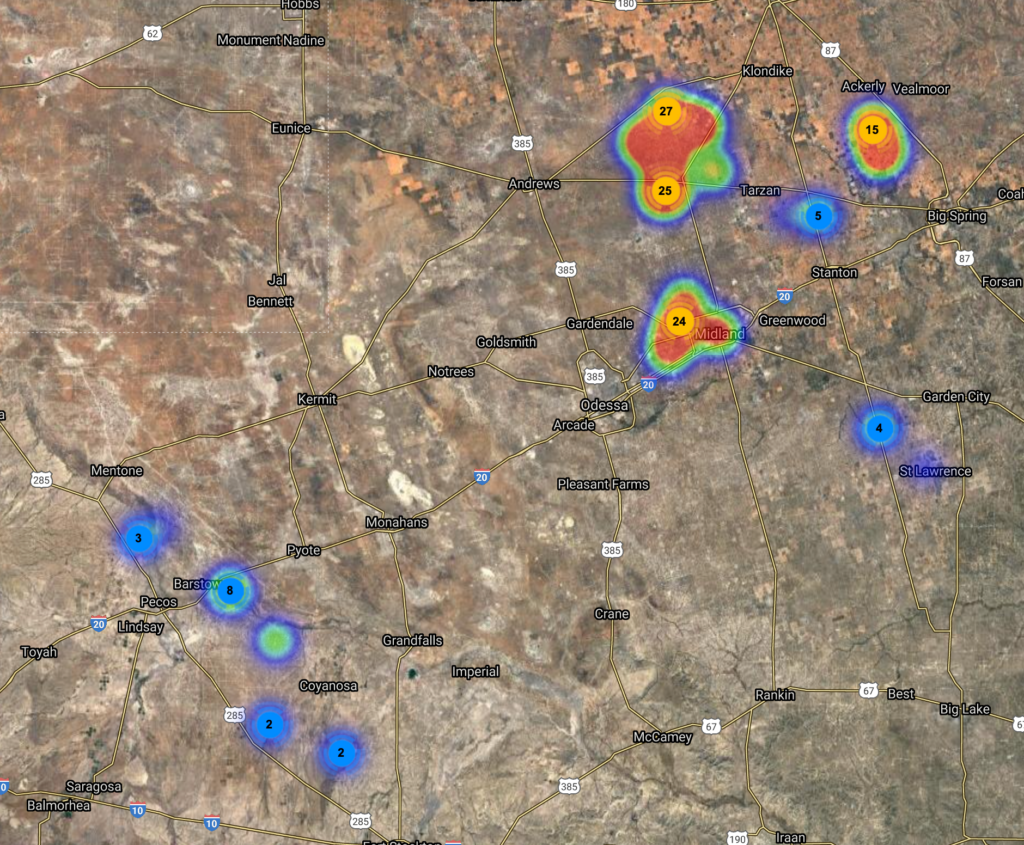 Diamondback Energyfirst Quarter 2021 update well spud map