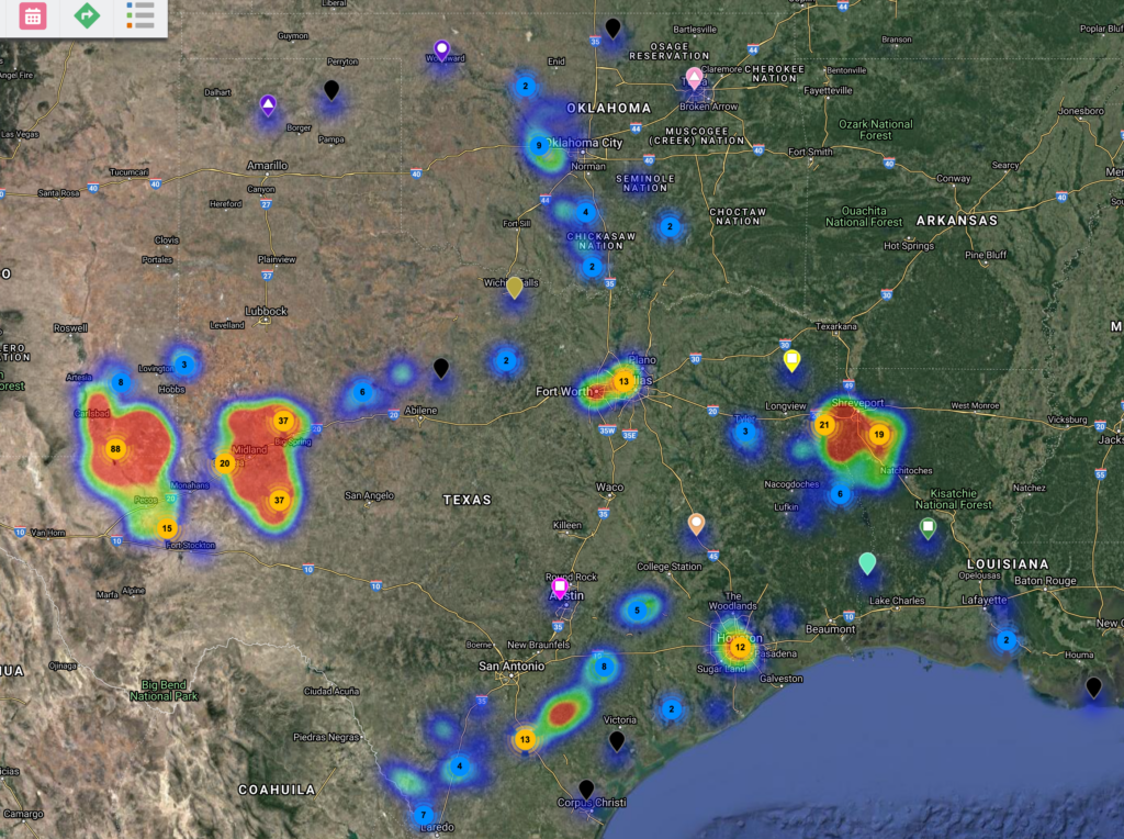 Mid-continent Rigs Last 30 Days Heat Map