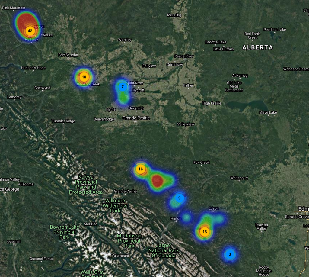 Tourmaline Drilling Locations Q1 2021
