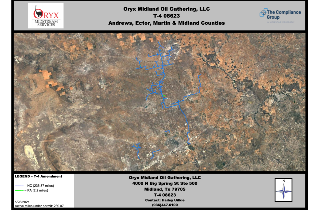 ORYX Permit #6147 2 miles pipeline addition to existing pipeline 