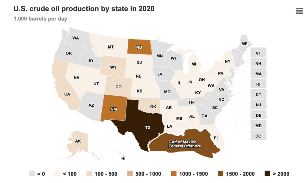 Map of us oil production 