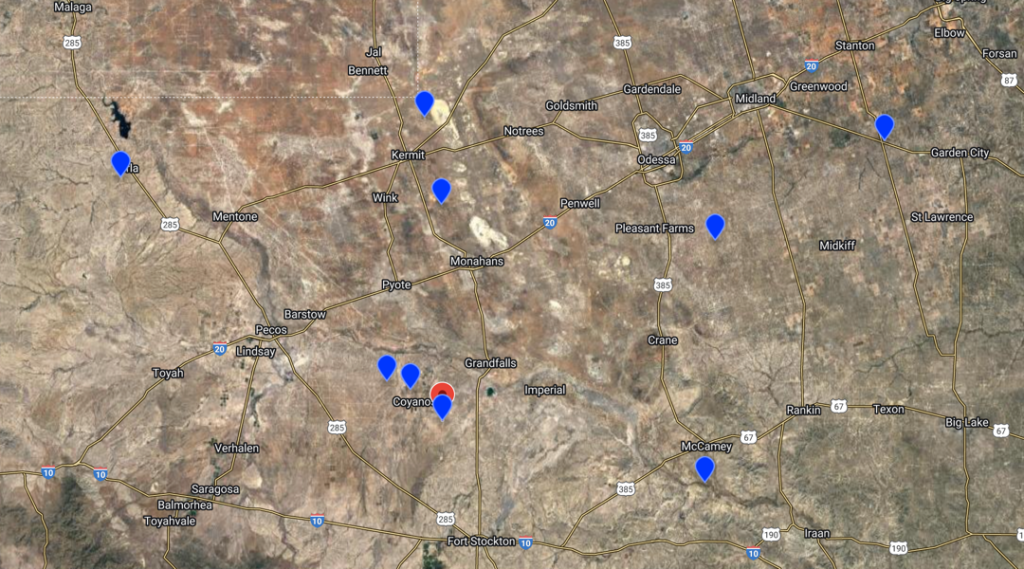 Map of Energy Transfer gas plant locations in the Permian