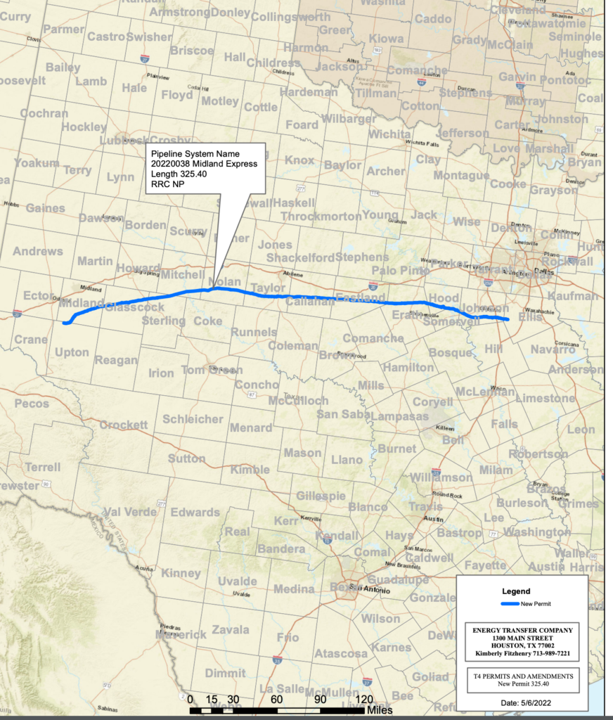 Map of the Energy Transfer Warrior pipeline